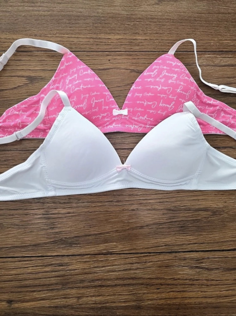 Juicy Couture Girls Pink & White Bra Size 30A Like New 2-pack